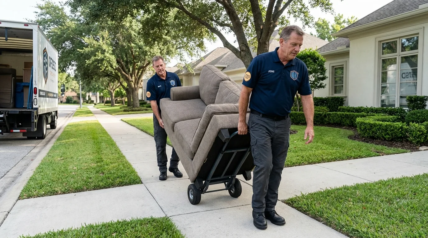 Local residential moving crew loading furniture in Sunman, IN